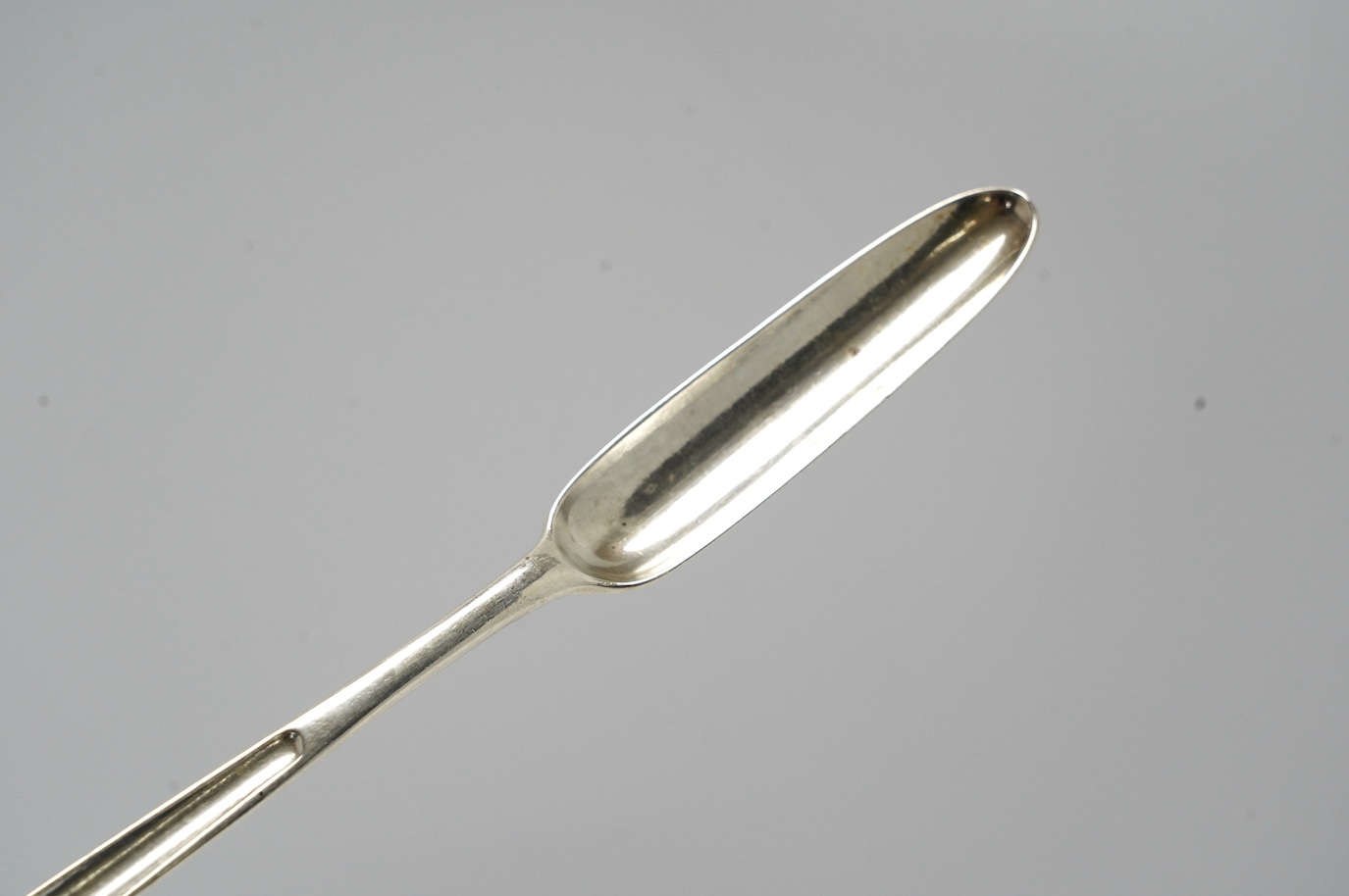 A George III silver marrow scoop, George Gray, London, 1790, 22.1cm. Condition - fair